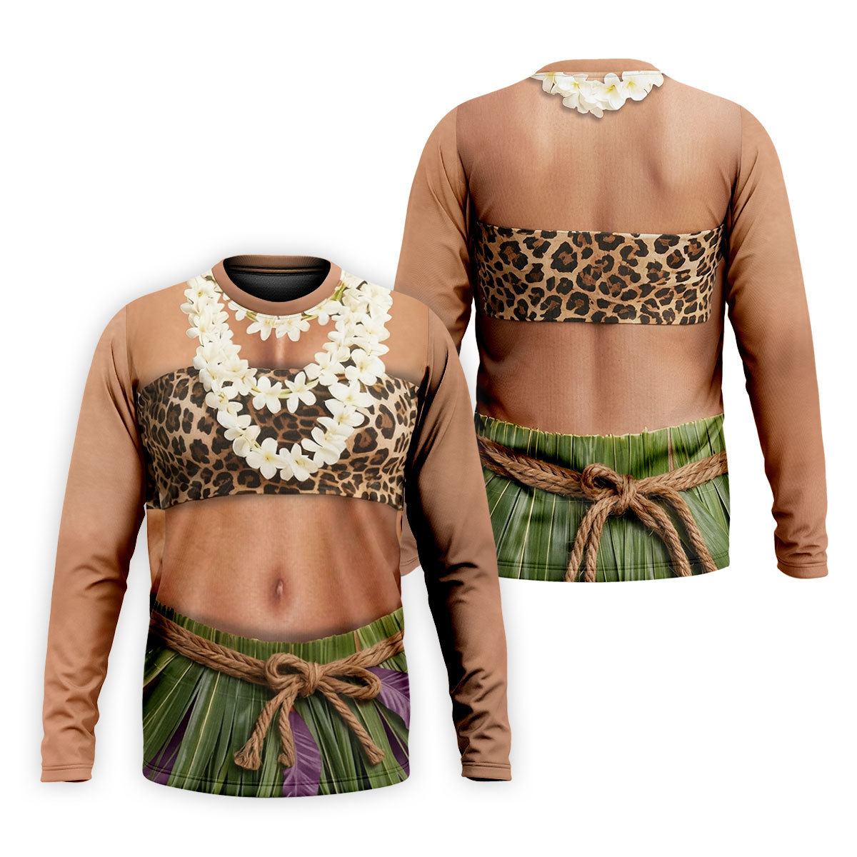 Floral Lei Tropical Theme Party Leopard Print Hawaiian Golf Shirt, Polo Shirts For Men