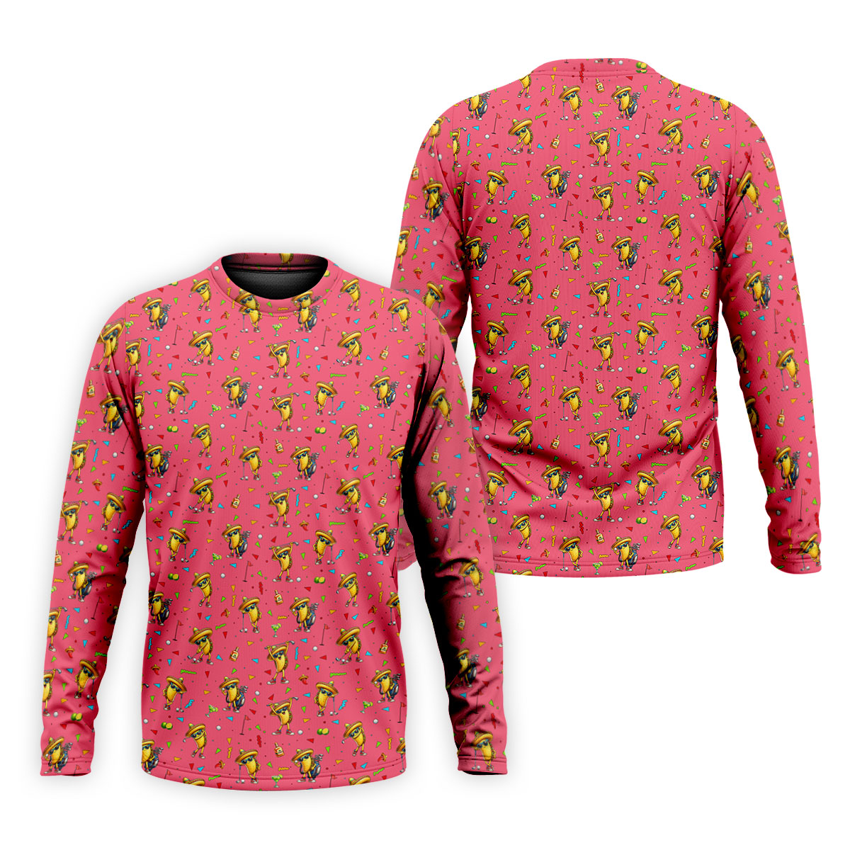 Fairway Fiesta Taco Margarita Mexico Theme Pink Golf Shirt, Men's Golf Shirts, Polo Shirts For Men