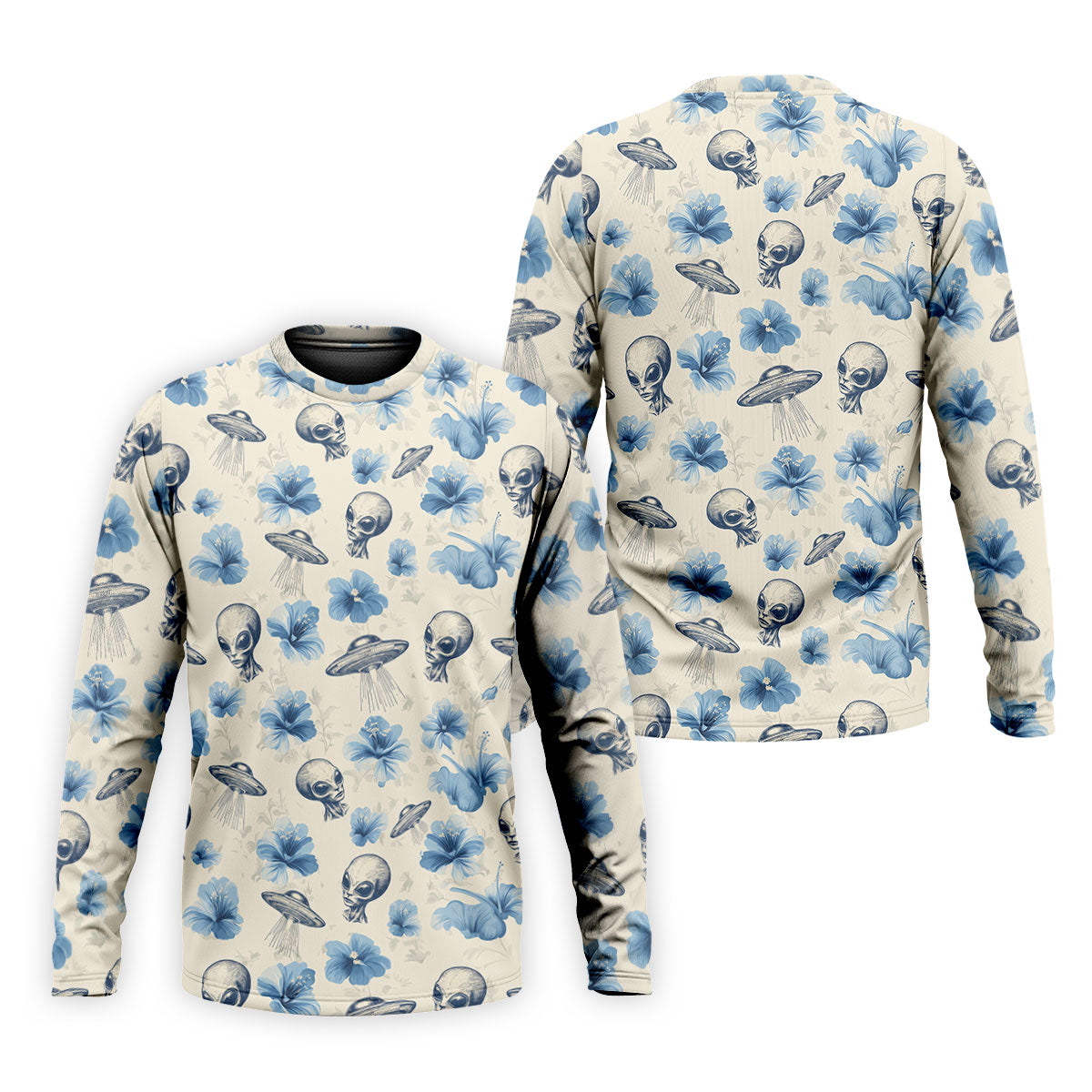 Funny Alien Blue Hibicus Tropical Theme Hawaiian Golf Shirt, Polo Shirts For Men, Golfing Apparel