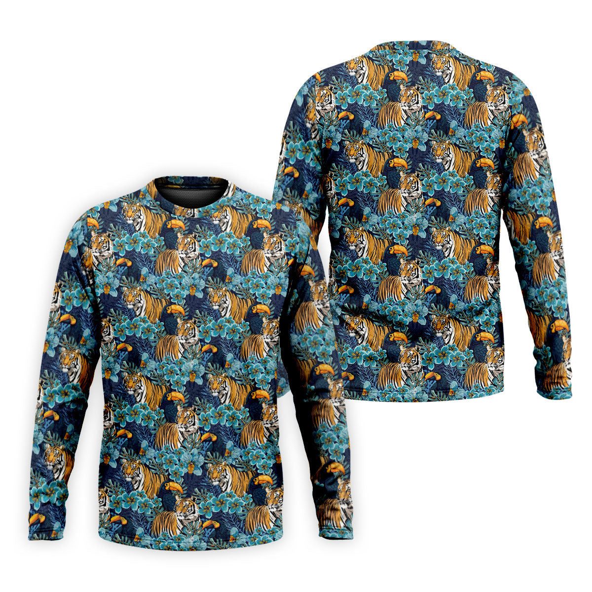 Tiger And Toucan Tropical Foliage Hawaiian Golf Shirt, Polo Shirts For Men, Golfing Apparel