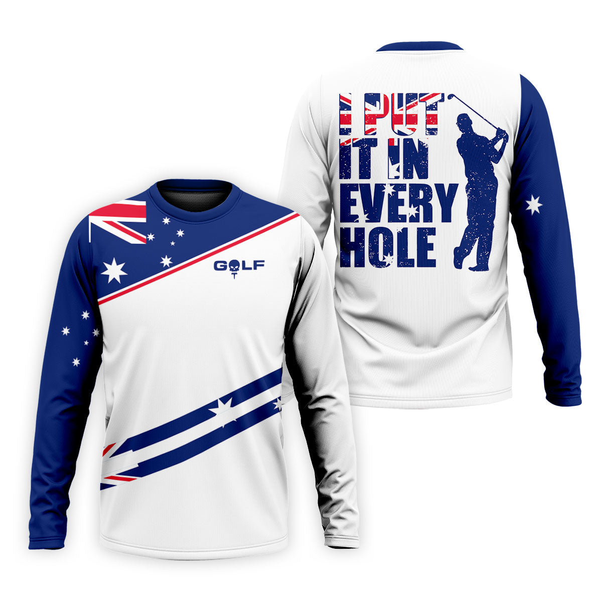 I Put It In Every Hole Australia Flag Print Men's Golf Top, Polo Shirts For Men, Golf Shirts For Men