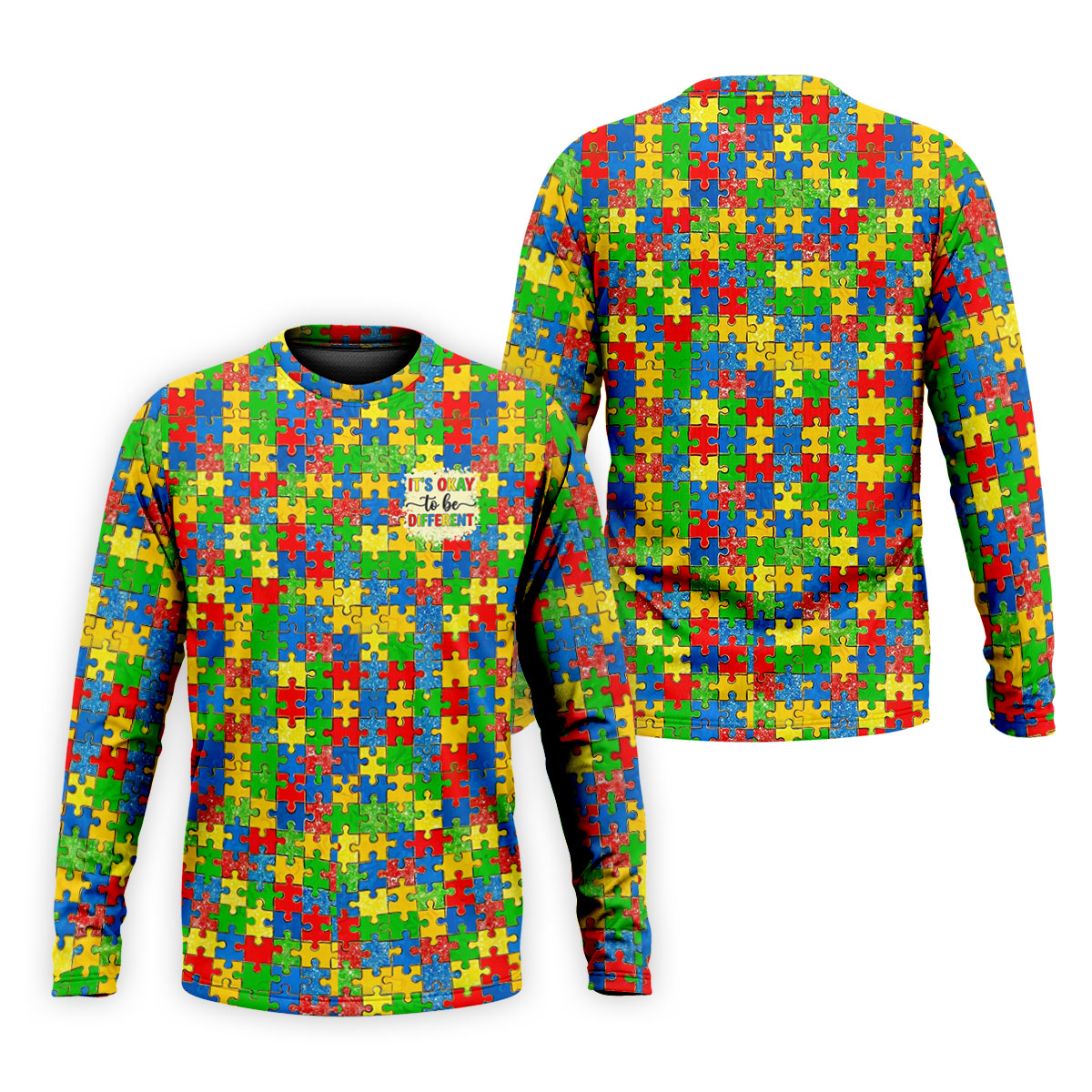 It's Okay To Be Different Colorful Puzzle Pattern Autism Awareness Men's Golf Shirt, Polo Shirts For Men