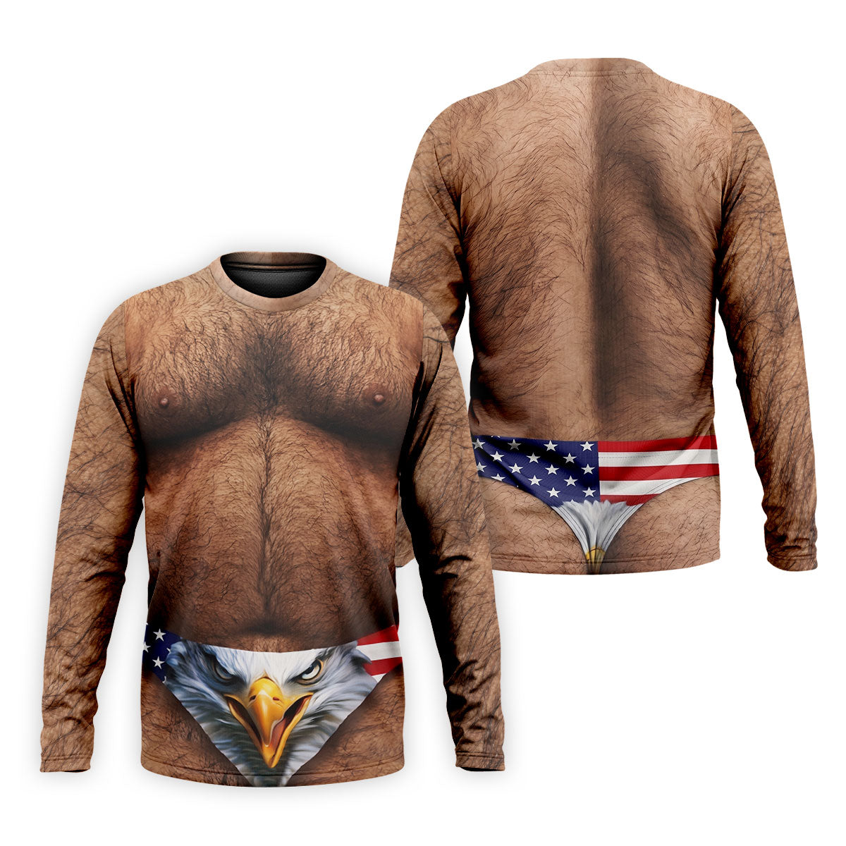 Hairy Body Funny Eagle American Flag Golf Shirt, 250th Anniversary 4th Of July Golf Shirts For Men