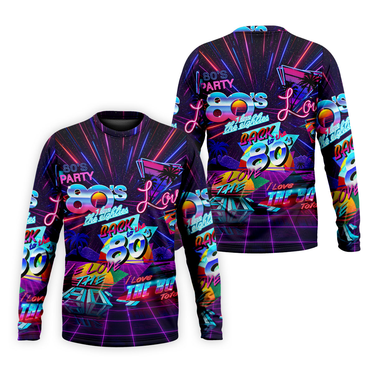 80s Retro Party Golf Shirt, Neon Synthwave Sunset Pattern, Golf Shirt For Men