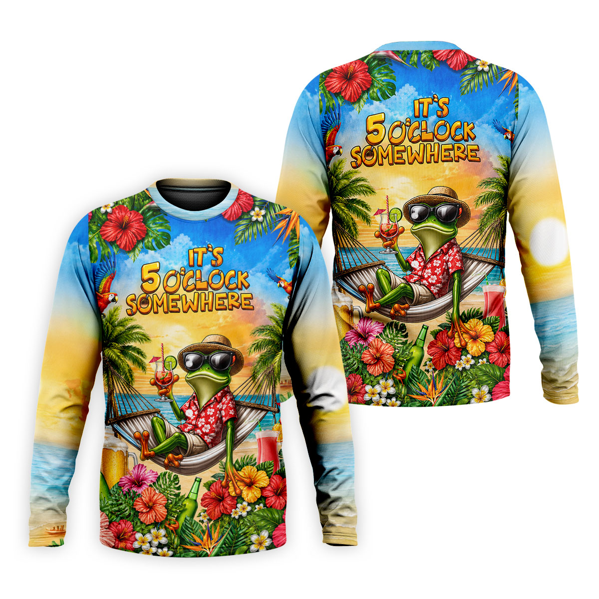 Frog Hammock 5 Oclock Somewhere Tropical Golf Shirt, Golf Shirts For Men, Mens Golf Apparel