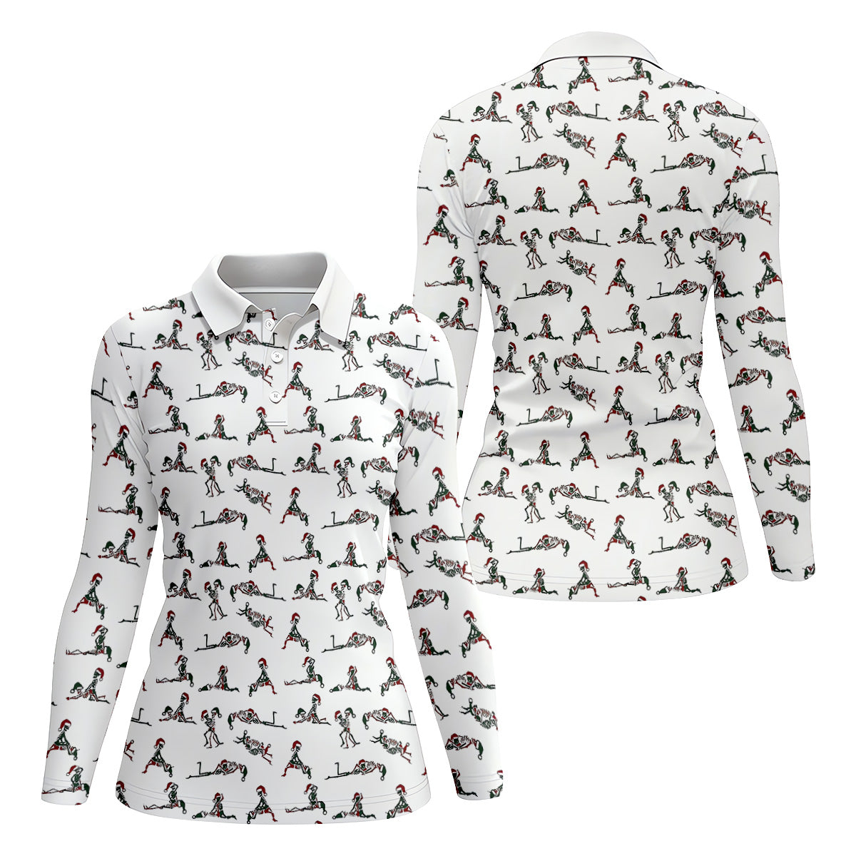 Funny Skeleton Christmas Golf Shirt, Funny Golf Shirts Women, Ladies Golf Tops, Golf Gifts For Women