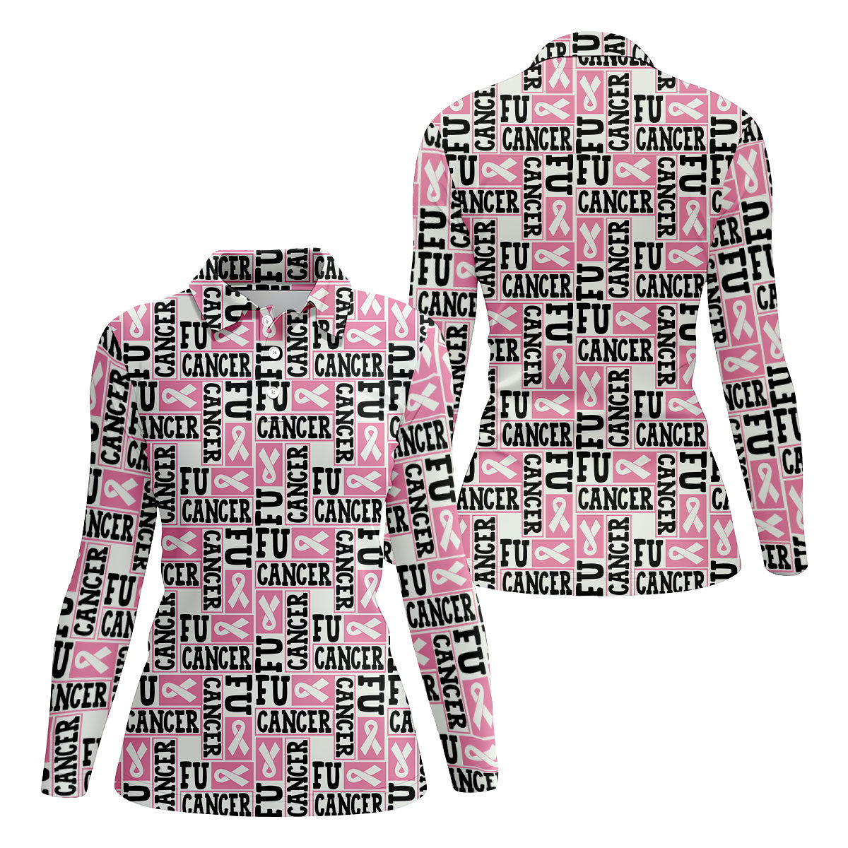 Fu Cancer Funny Women Golf Shirt, Breast Cancer Awareness Shirt, Pink Golf Shirt, Golf Shirts For Women