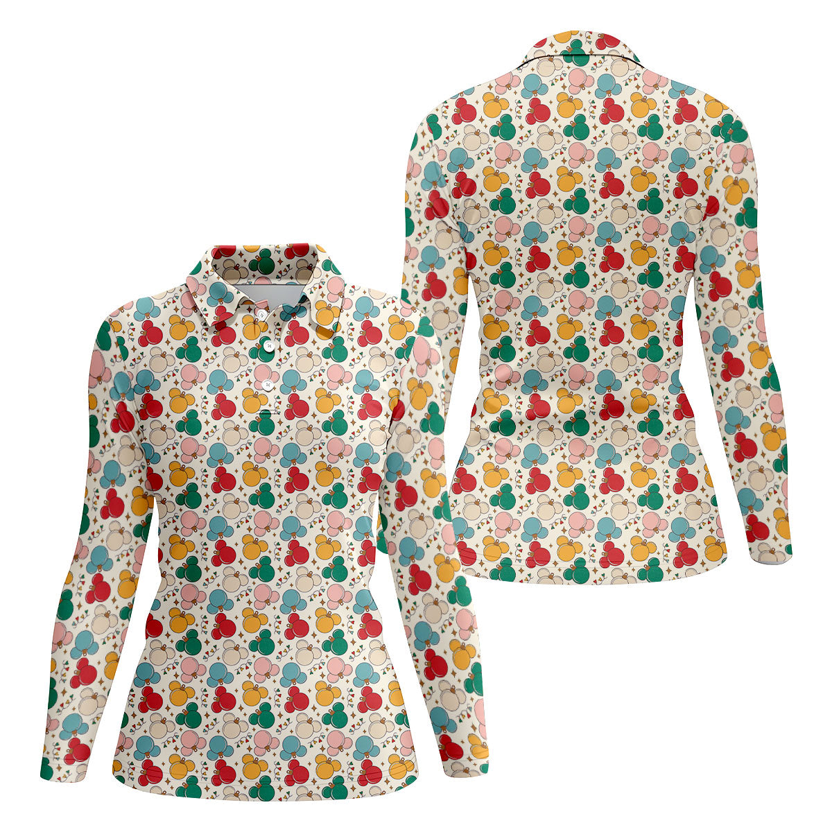 Colorful Christmas Fun Women's Golf Shirts, Gifts For Golf Lovers, Ladies Golf Polos, Christmas Golf Shirt