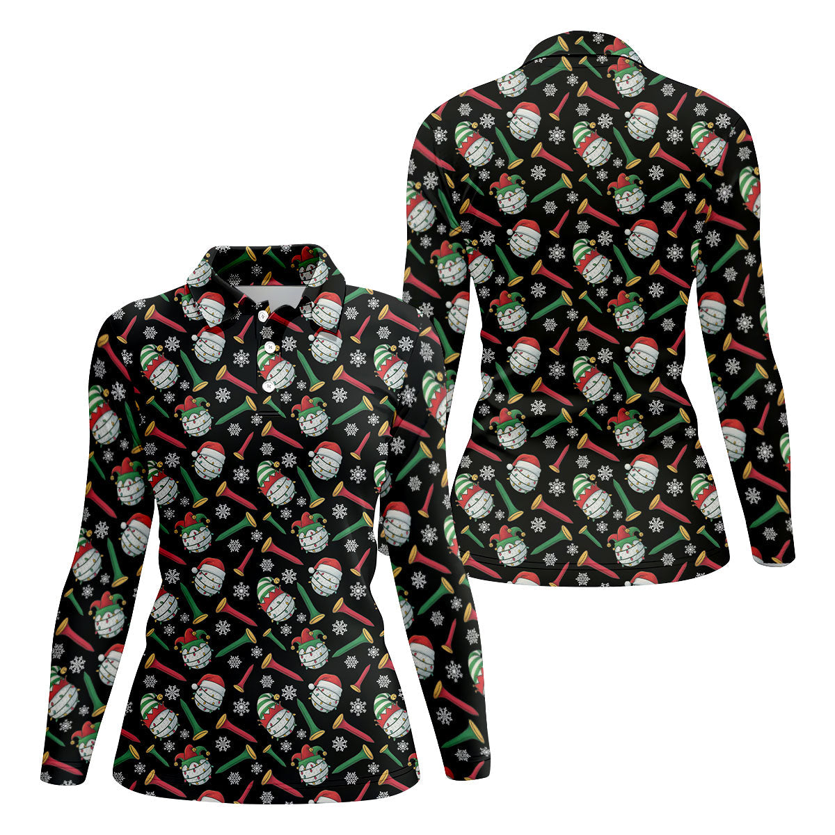 Funny Golf Ball Christmas Golf Shirt, Women's Golf Tops, Ladies Golf Shirts, Christmas Golf Gift
