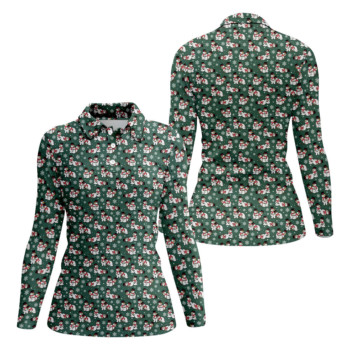 Naughty Snowman Green Golf Shirt, Christmas Golf Shirt, Fun Women's Golf Shirts, Ladies Golf Polos