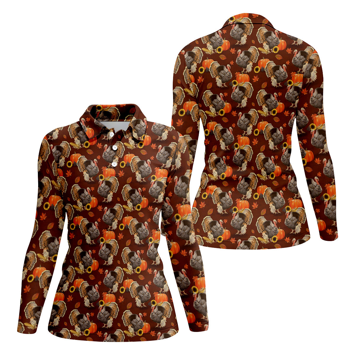 Thanksgiving Day Autumn Turkey Golf Shirt, Women Golf Top, Ladies Sleeveless Tops, Women's Golf Shirts