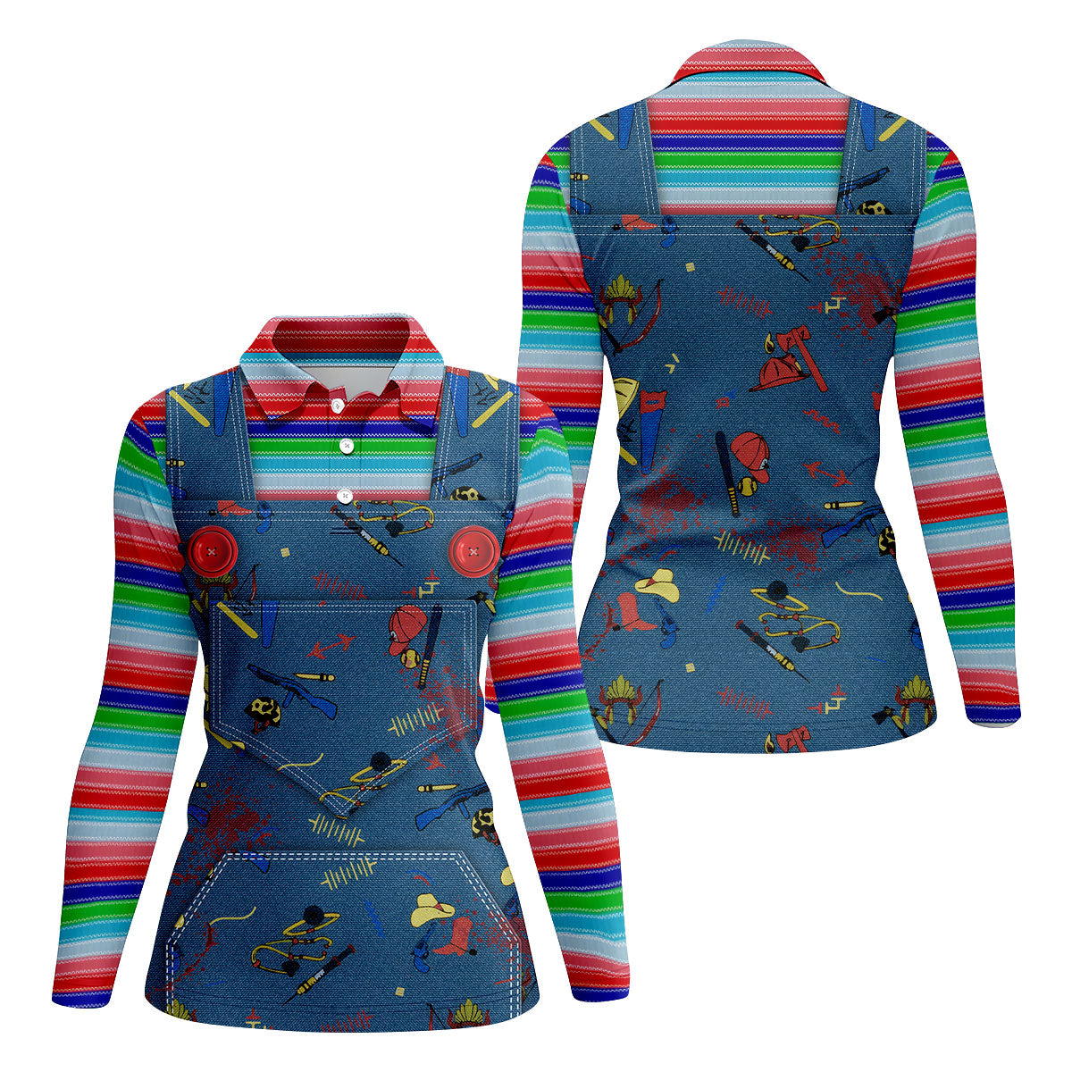 Creepy Halloween Dolls Women Golf Top, Horror Cosplay Fun Women's Golf Shirts, Ladies Golf Shirts
