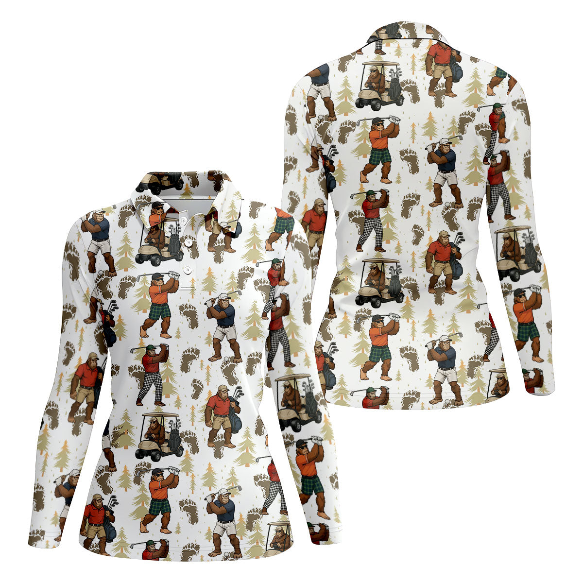 Bigfoot Fun Women's Golf Shirts, Bigfoot Footage Women's Golf Tops, Unique Gift For Golfer