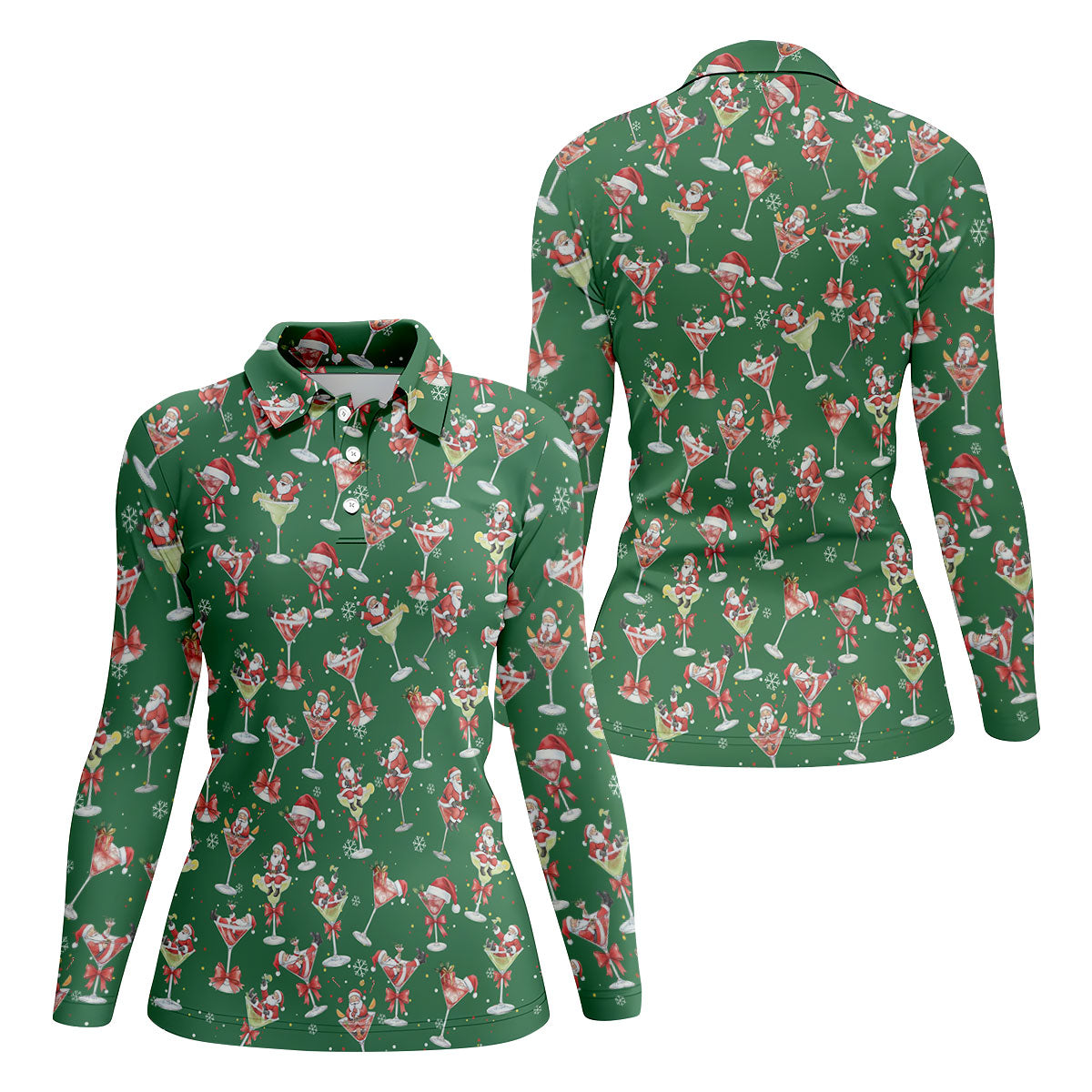 Santa Claus Margarita Christmas Shirt Golf Polo Shirt Unique Gift For Golfer, Golf Gifts For Women