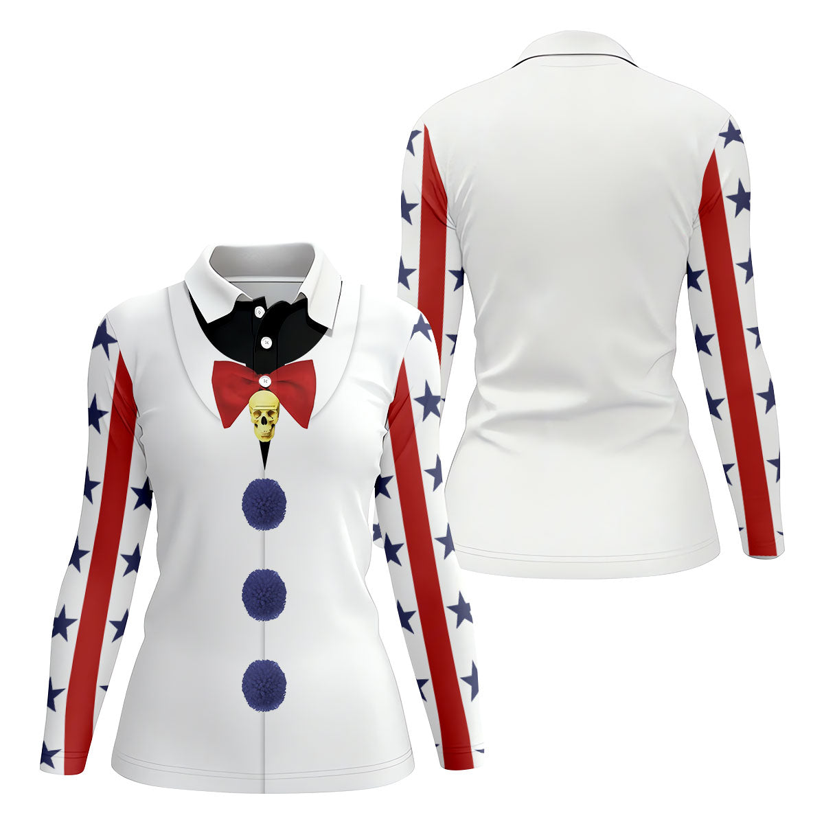 Creepy Clown Horror Cosplay Fun Women's Golf Shirts, Funny Halloween Ladies Golf Polos, Cool Golf Gift