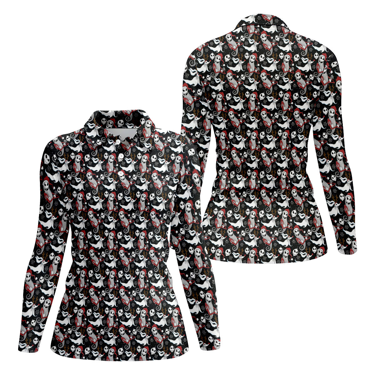Horror Christmas Black Golf Shirt, Christmas Golf Shirt, Women's Golf Shirts, Ladies Golf Polos