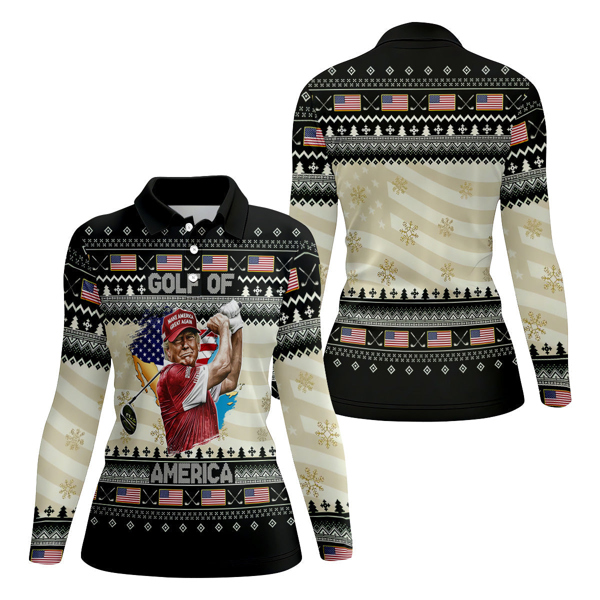 Trump Golf Of America Christmas Golf Shirt Women's Golf Shirts, Unique Gift For Golfer, Ladies Golf Polos