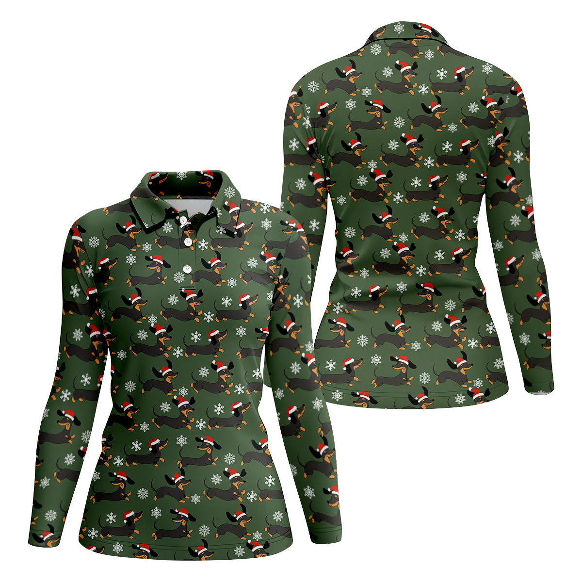 Dachshund Christmas Fun Golf Shirt, Ladies Golf Shirts, Golf Shirt For Women, Christmas Golf Gift