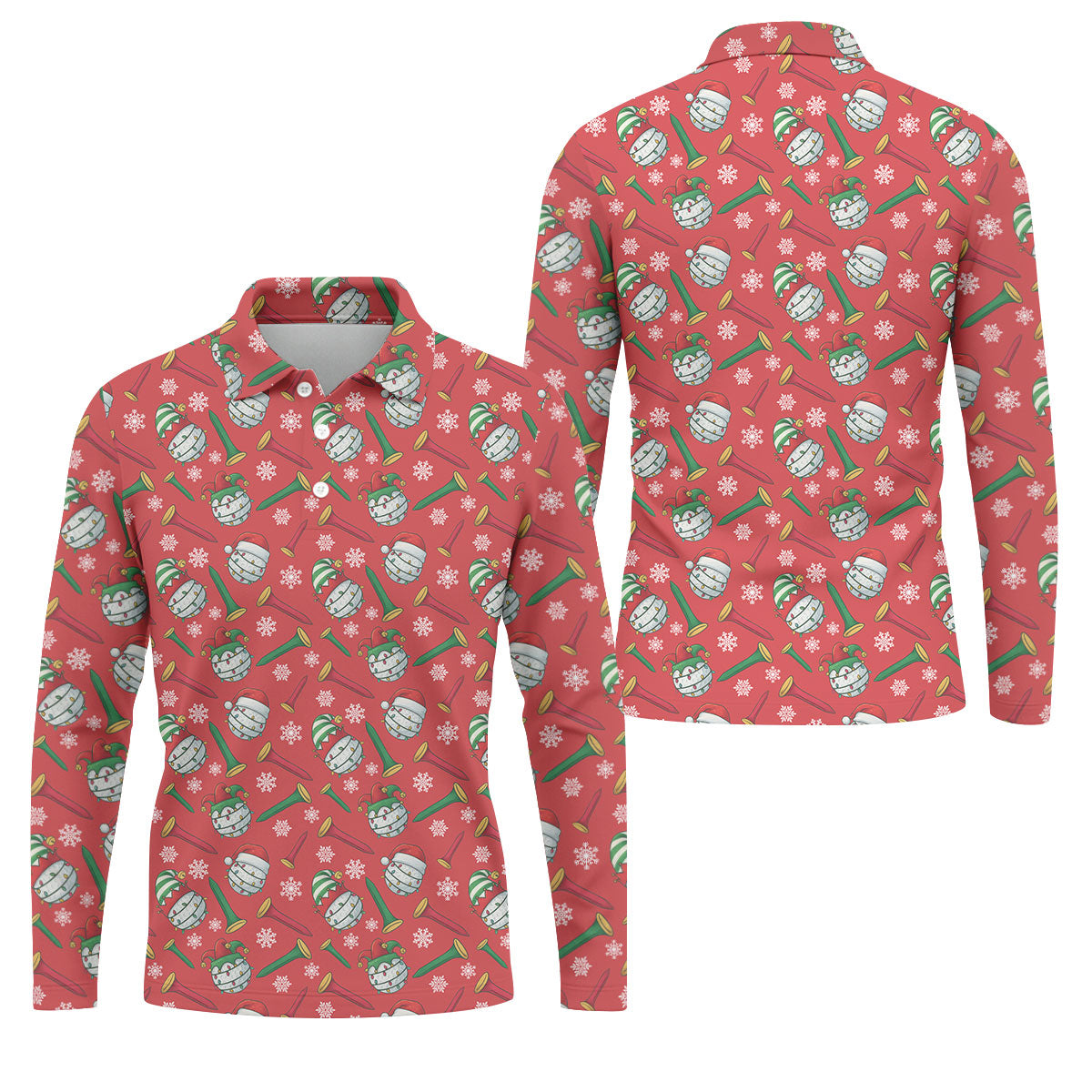 Funny Golf Ball Red Christmas Golf Shirt, Women's Golf Tops, Christmas Golf Gift