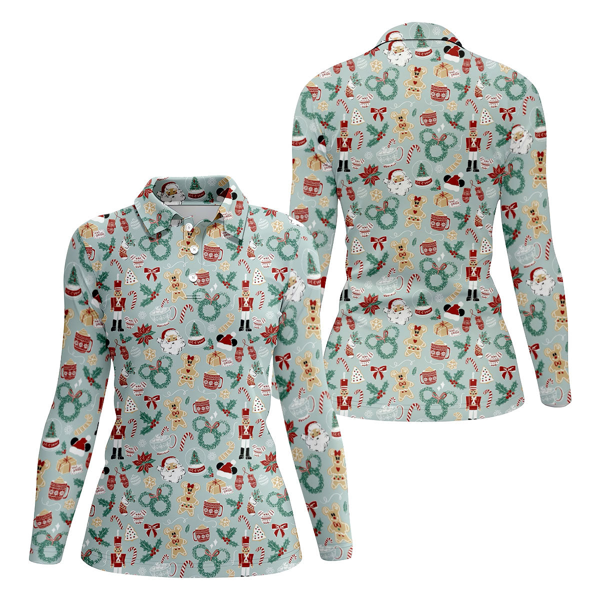 Cute Cartoon Christmas Sweets Women's Golf Tops, Christmas Golf Shirt, Ladies Golf Shirts, Women's Golf Gifts