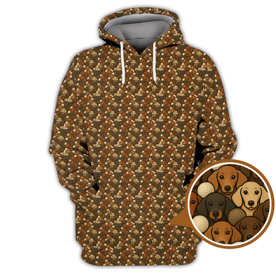 Dachshund Dog Pattern Golf Shirt, Funny Dachshund Golf Shirt For Dog Lovers, Golf Gift For Men's