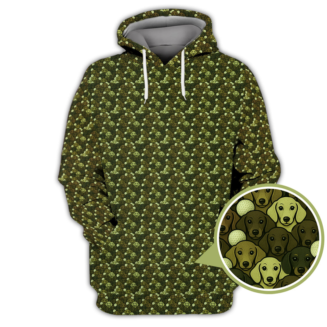Dachshund Dog Pattern Golf Shirt With Camo Color , Funny Dachshund Golf Shirt For Golfers, Golf Gift For Dog Lover