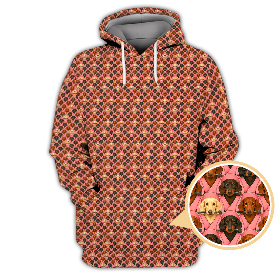Pattern Golf Shirt For Dog Lovers, Dachshund Golf Shirt, Breast Cancer Golf Shirt, Funny Golf Shirt For Golfer