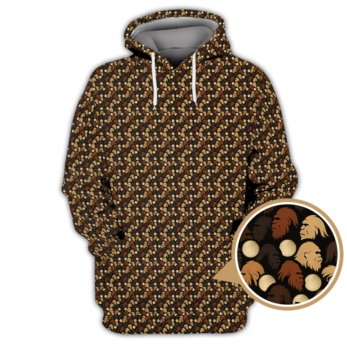 Sasquatch Pattern Golf Shirt, Bigfoot Golf Shirt For Golfer, Crazy Golf Shirt For Men