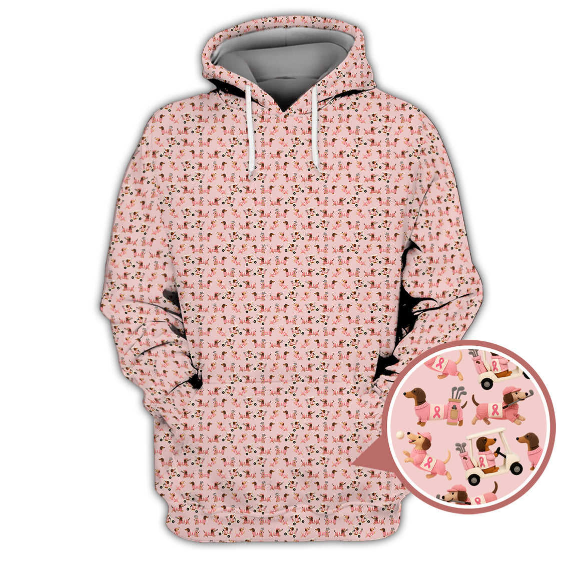 Dachshund Golf Shirt For Golfer, Breast Cancer Golf Shirt, Funny Pattern Golf Shirts