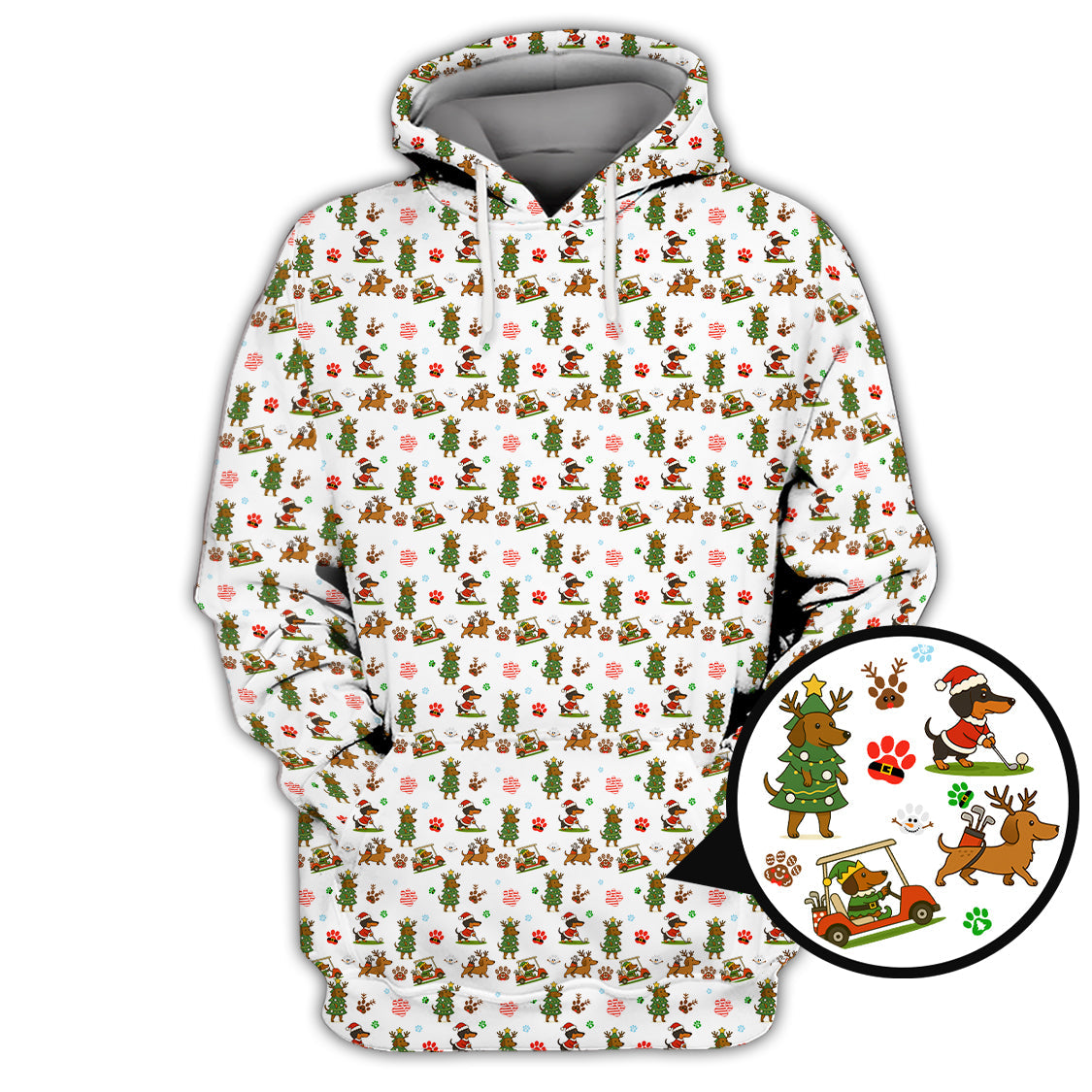 Christmas Golf Shirt, Funny Dachshund Golf Shirt, Pattern Golf Shirt For Men