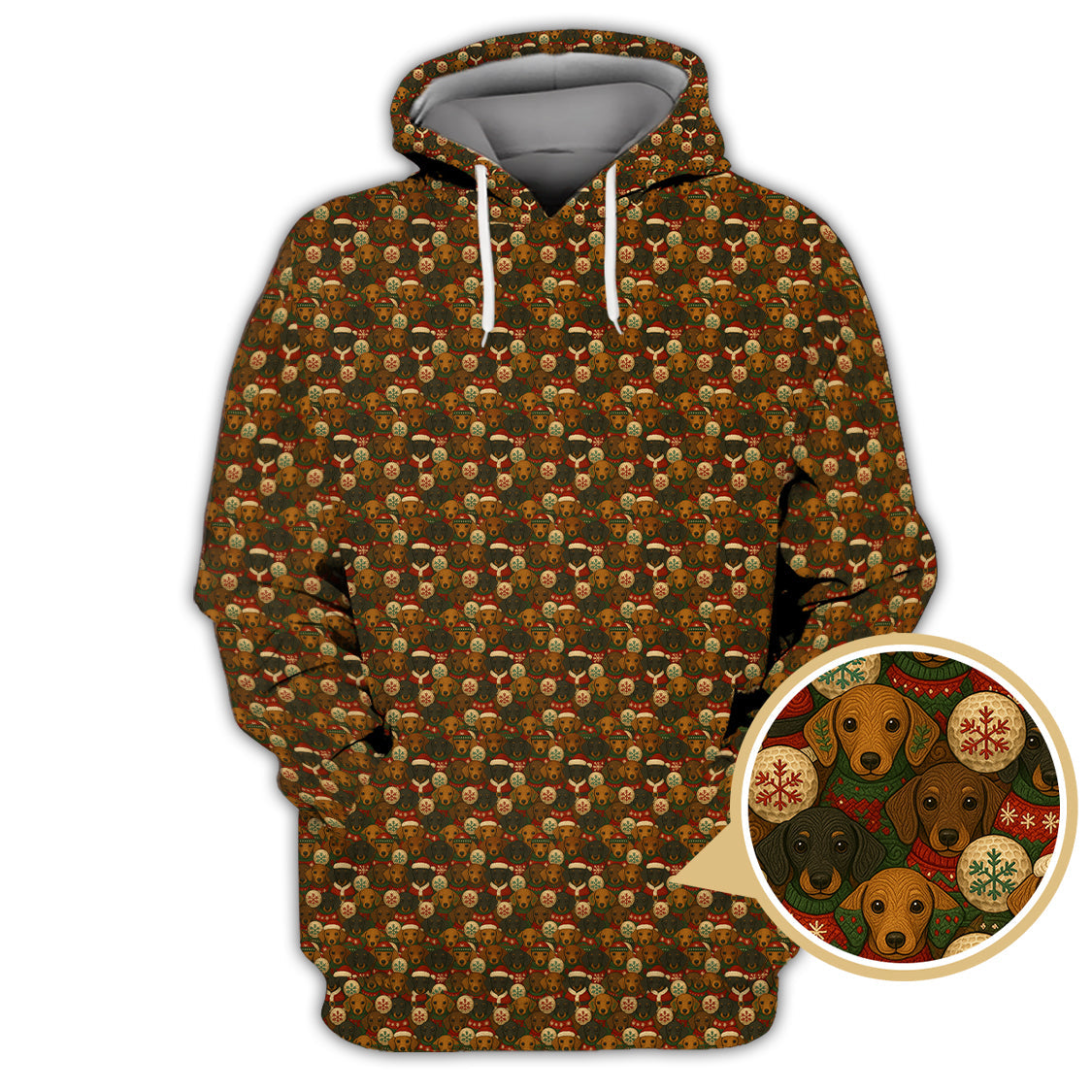 Funny Pattern Golf Shirt, Dachshund Golf Shirt, Christmas Golf Shirt, Golf Gift For Men