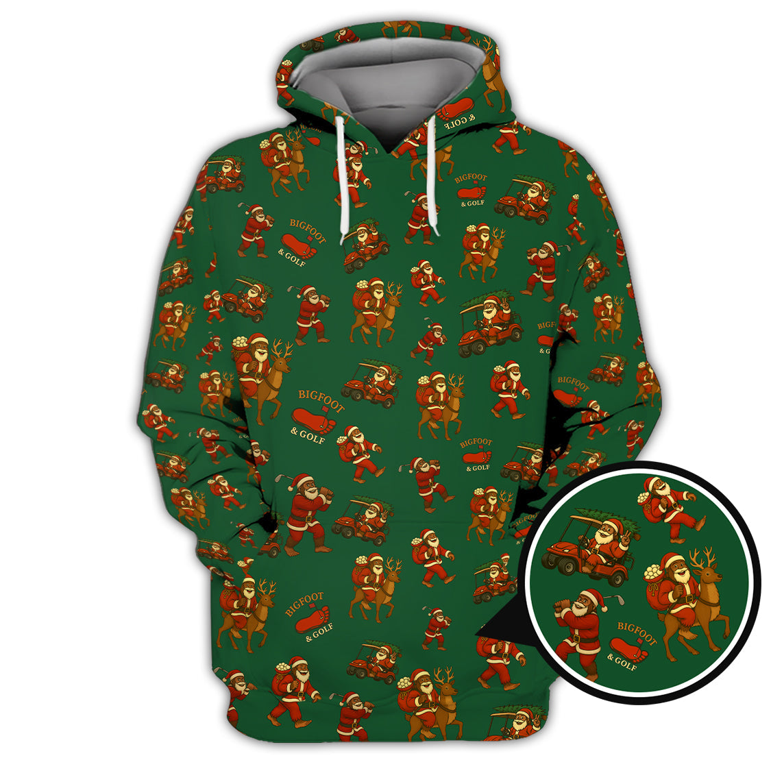 Christmas Golf Shirt, Funny Pattern Golf Shirt, Bigfoot Golf Shirt For Men