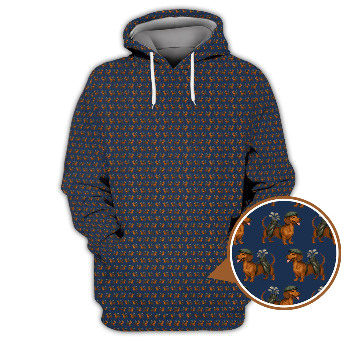 Dachshund Pattern Golf Polos, Crazy Dachshund Golf Shirt For Men, Funny Golf Shirt