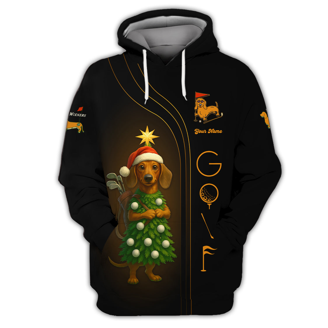 Personalized Christmas Golf Shirt, Dachshund Golf Shirt, Funny Golf Shirt For Men, Golf Gift For Golfer