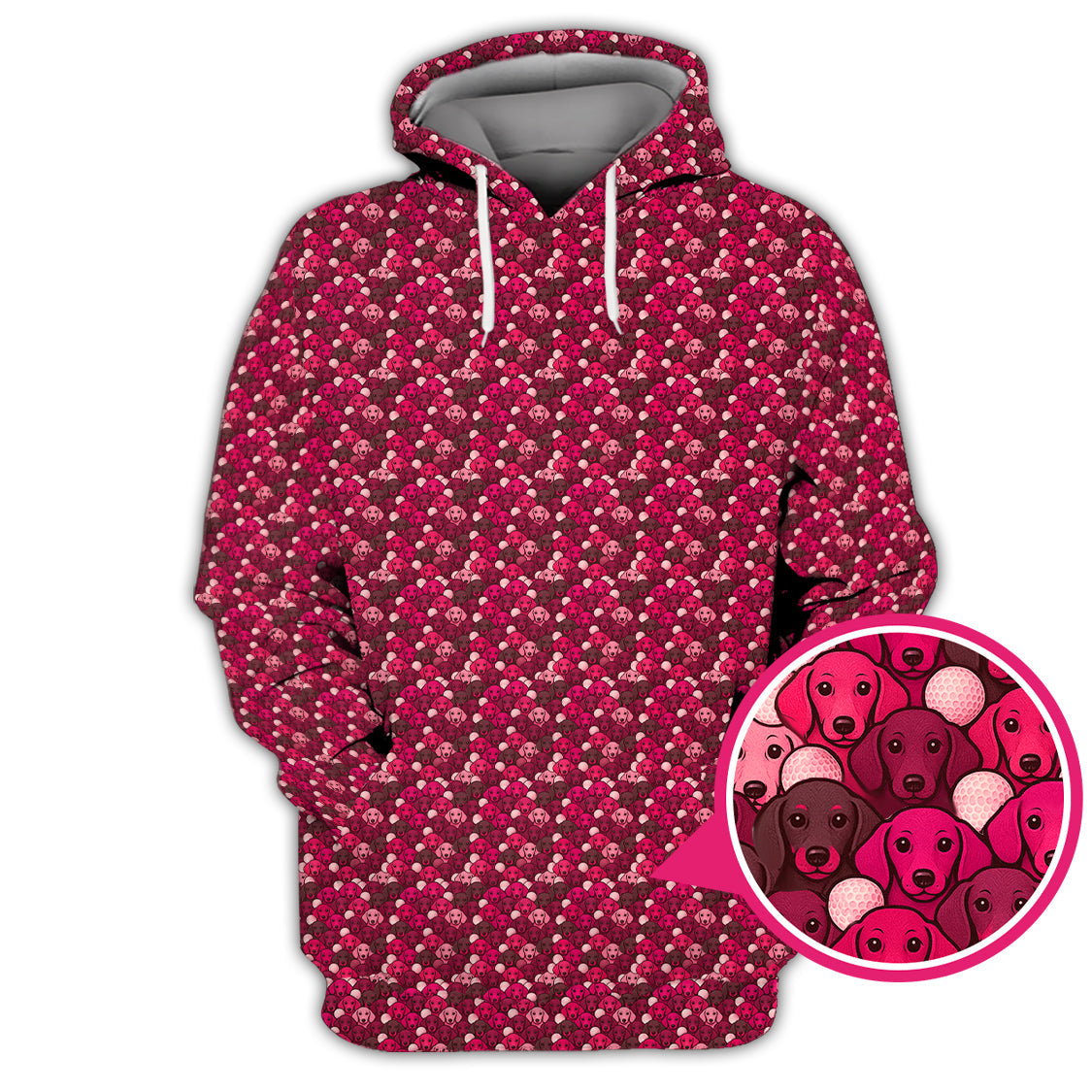 Dachshund Dog Pattern Golf Shirt With Pink Color , Funny Dachshund Golf Shirt For Golfers, Golf Gift For Dog Lover