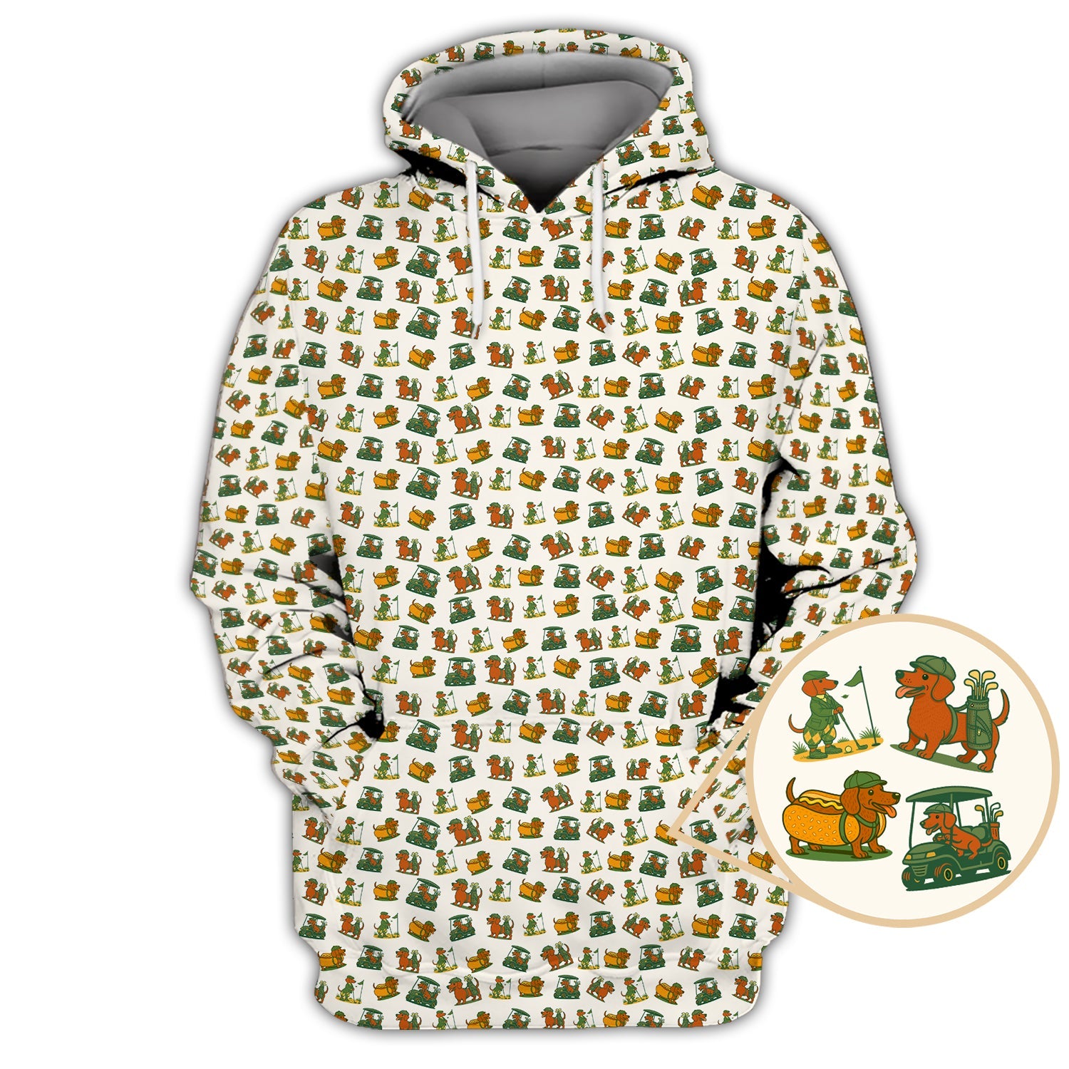Dachshund Pattern Golf Shirt – Funny Dog Golf Polos For Pet Lovers - Golf Gift For Golfers