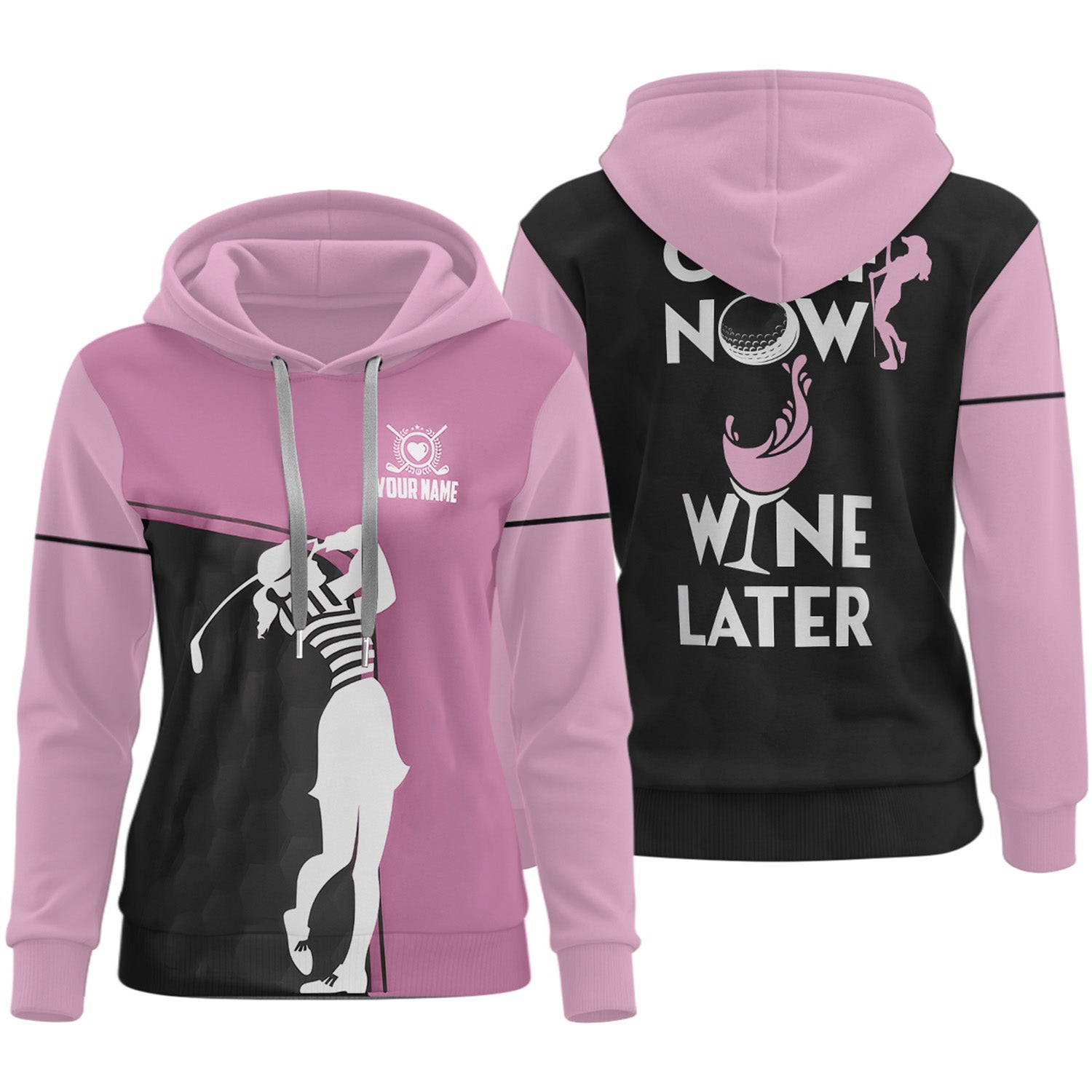 Golf Now Wine Later Custom Womens Golf Polo ShirtGolfing Apparel, Womens Golf Gifts