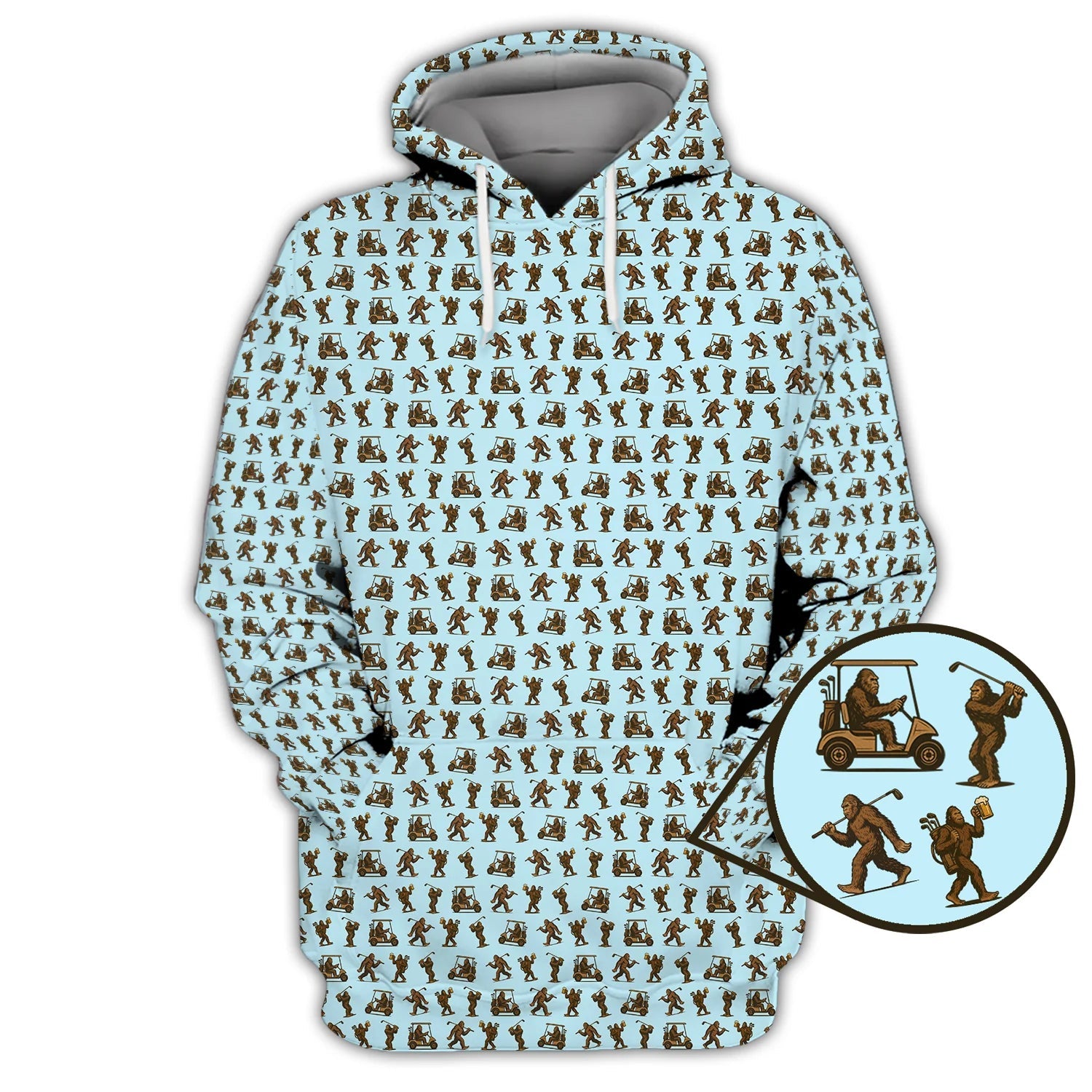 Funny Golf Pattern Shirt, Bigfoot Golf Shirt For Men, Crazy Golf Gift For Golfer