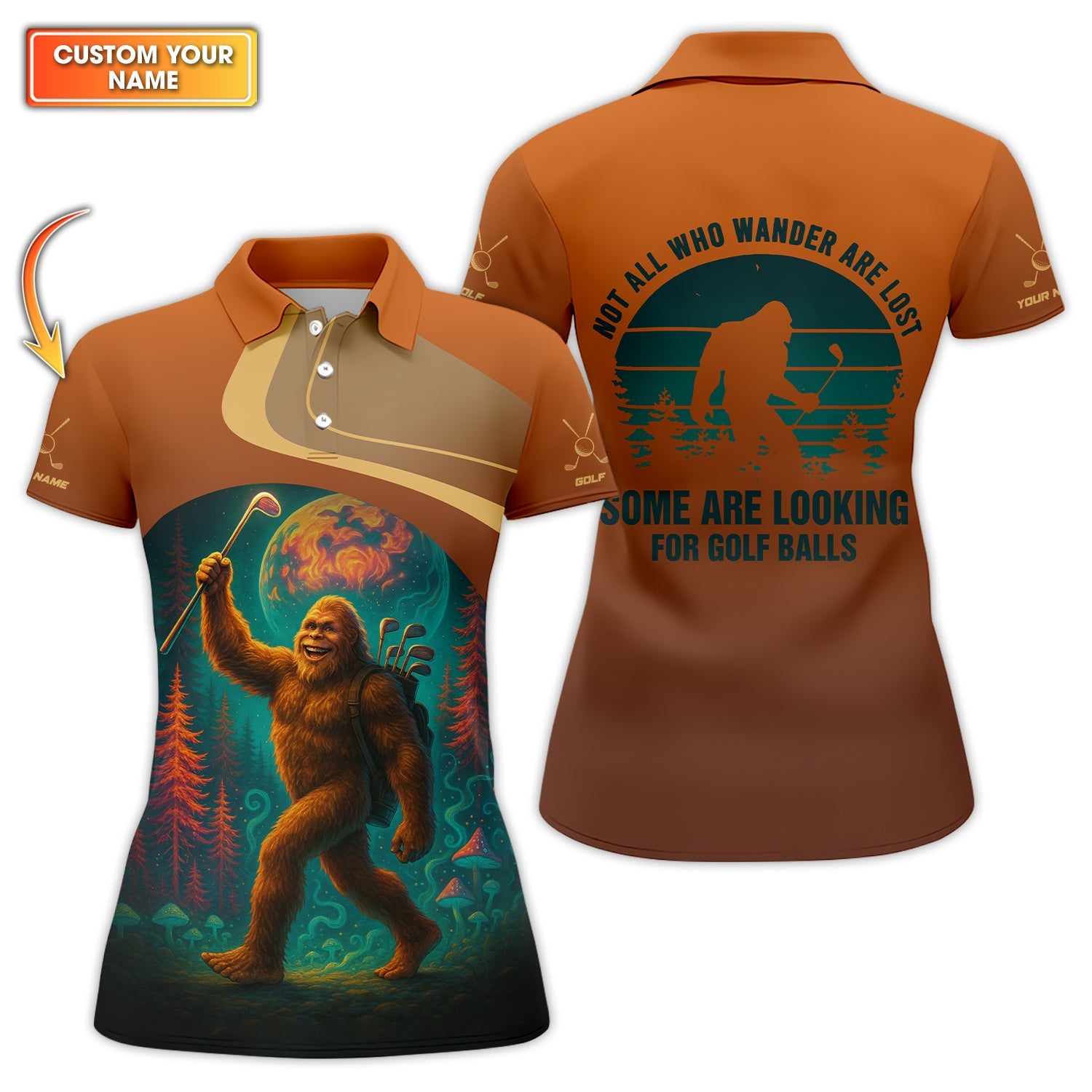 Custom Name Bigfoot Golf Shirt, Funny  Golf Shirts, Men Golf Gift