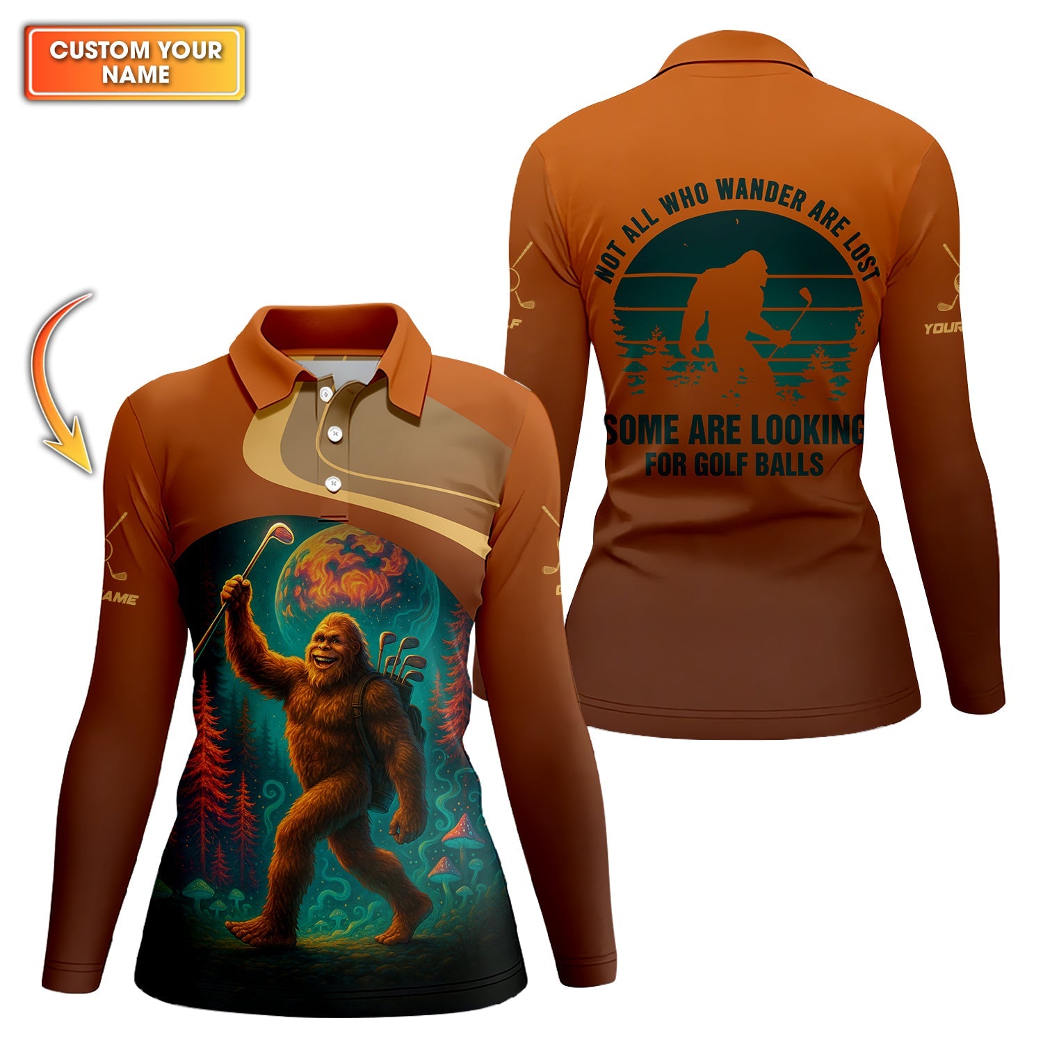 Custom Name Bigfoot Golf Shirt, Funny  Golf Shirts, Men Golf Gift