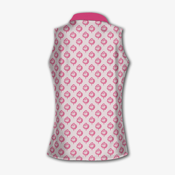 Let's Go Girl Western Golf Shirts Women, Pink Cowgirl Sleeveless Polo Shirtns, Patterned Golf Polos