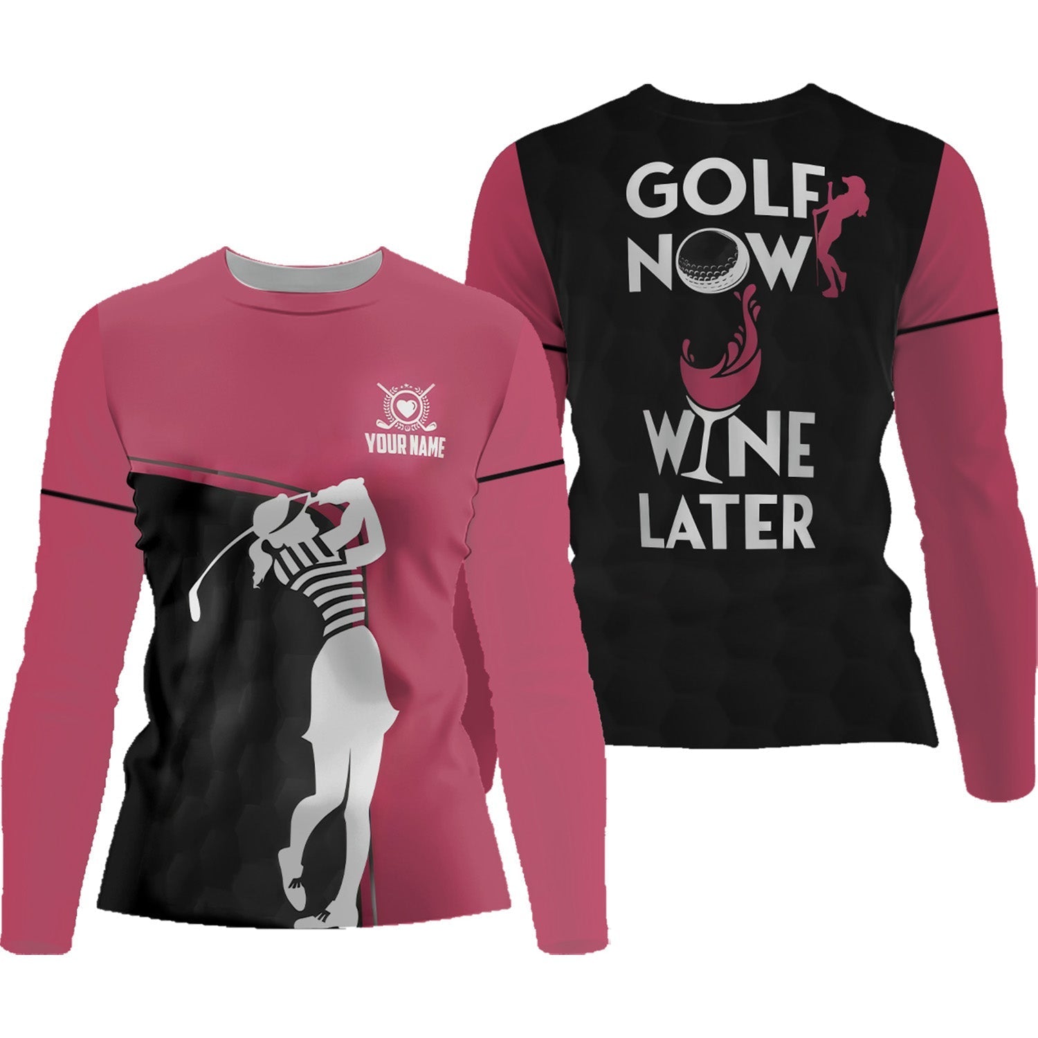 Golf Now Wine Later Custom Womens Golf Polo ShirtGolfing Apparel, Womens Golf Gifts