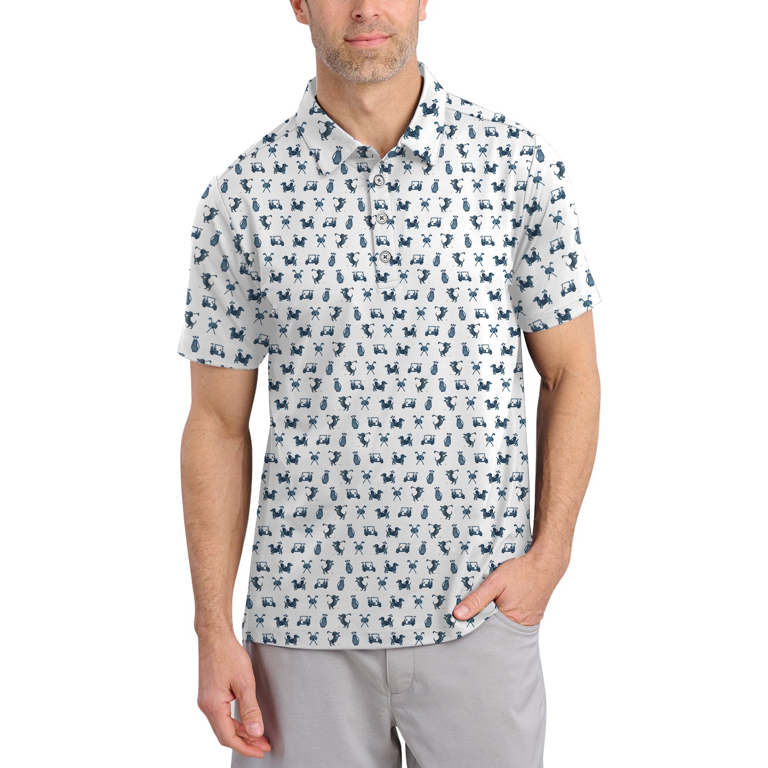 Dachshund Golf Shirt For Golfer, Funny Pattern Golf Shirt, Dog Golf Shirt, Golf Gift For Men