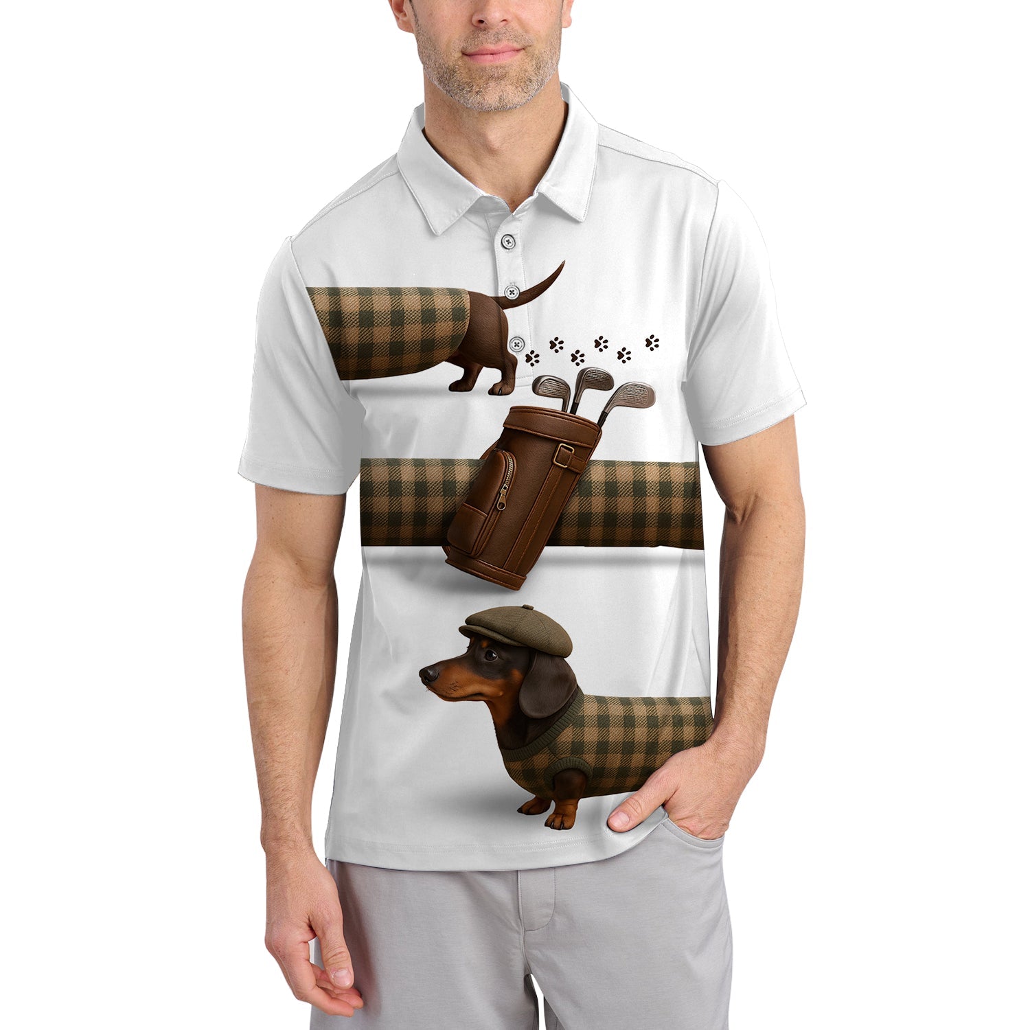 Dachshund Golf Shirt For Golfer, Funny Golf Shirt, Crazy Golf Shirt For Men
