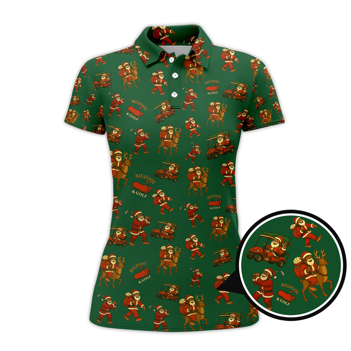 Christmas Golf Shirt, Funny Pattern Golf Shirt, Bigfoot Golf Shirt For Men