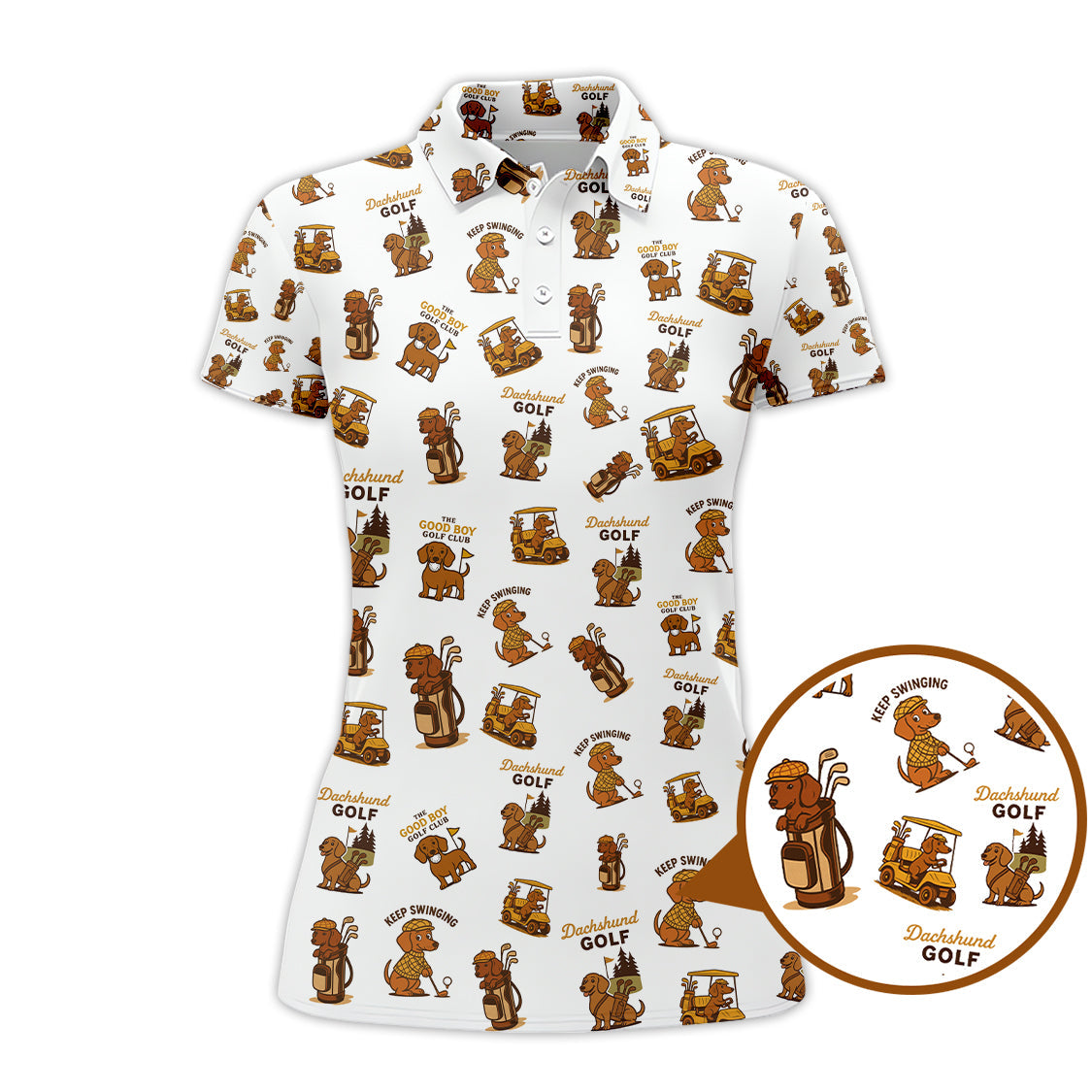 Dachshund Pattern Golf Polos, Funny Dachshund Golf Shirt, Pattern Golf Shirt For Golfers
