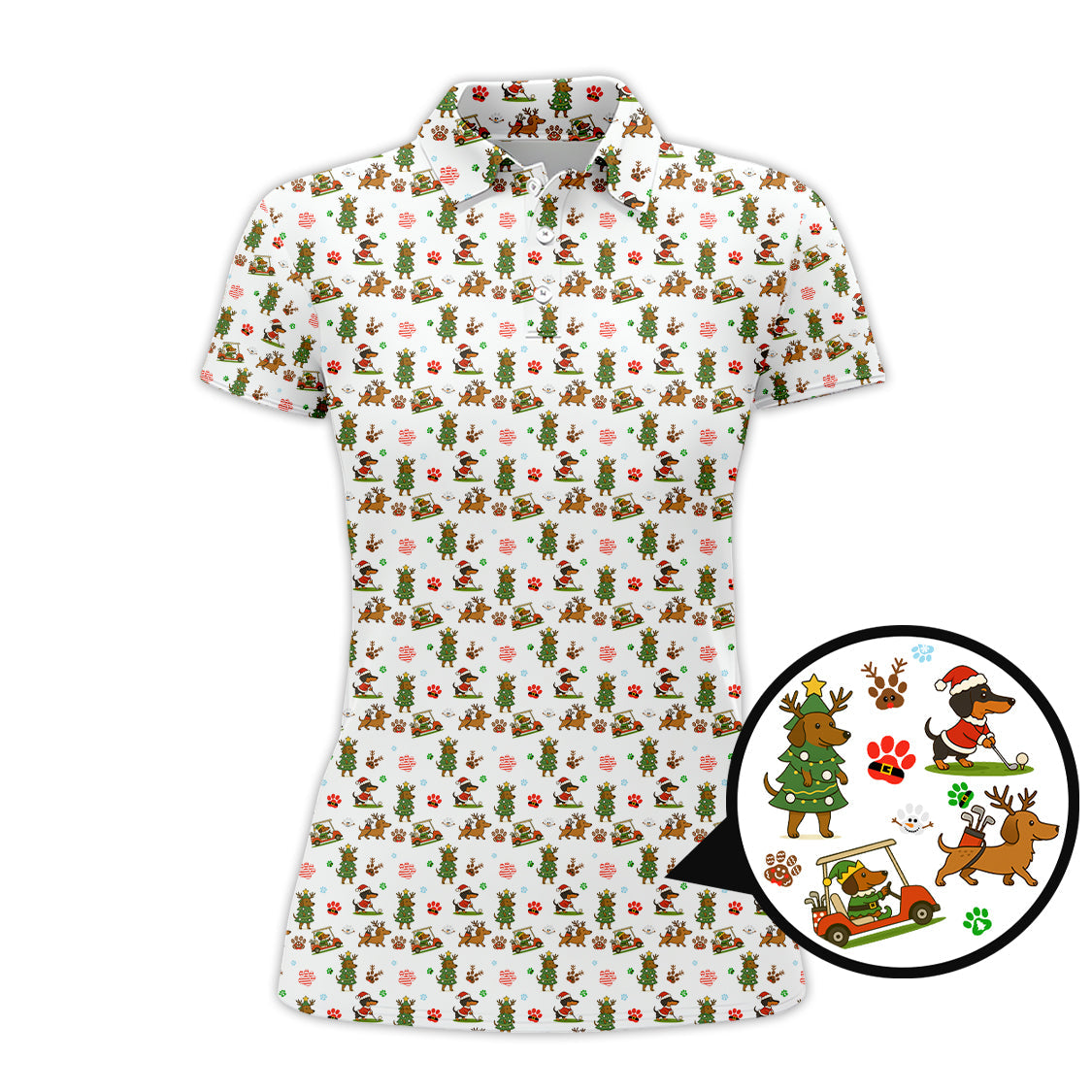 Christmas Golf Shirt, Funny Dachshund Golf Shirt, Pattern Golf Shirt For Men