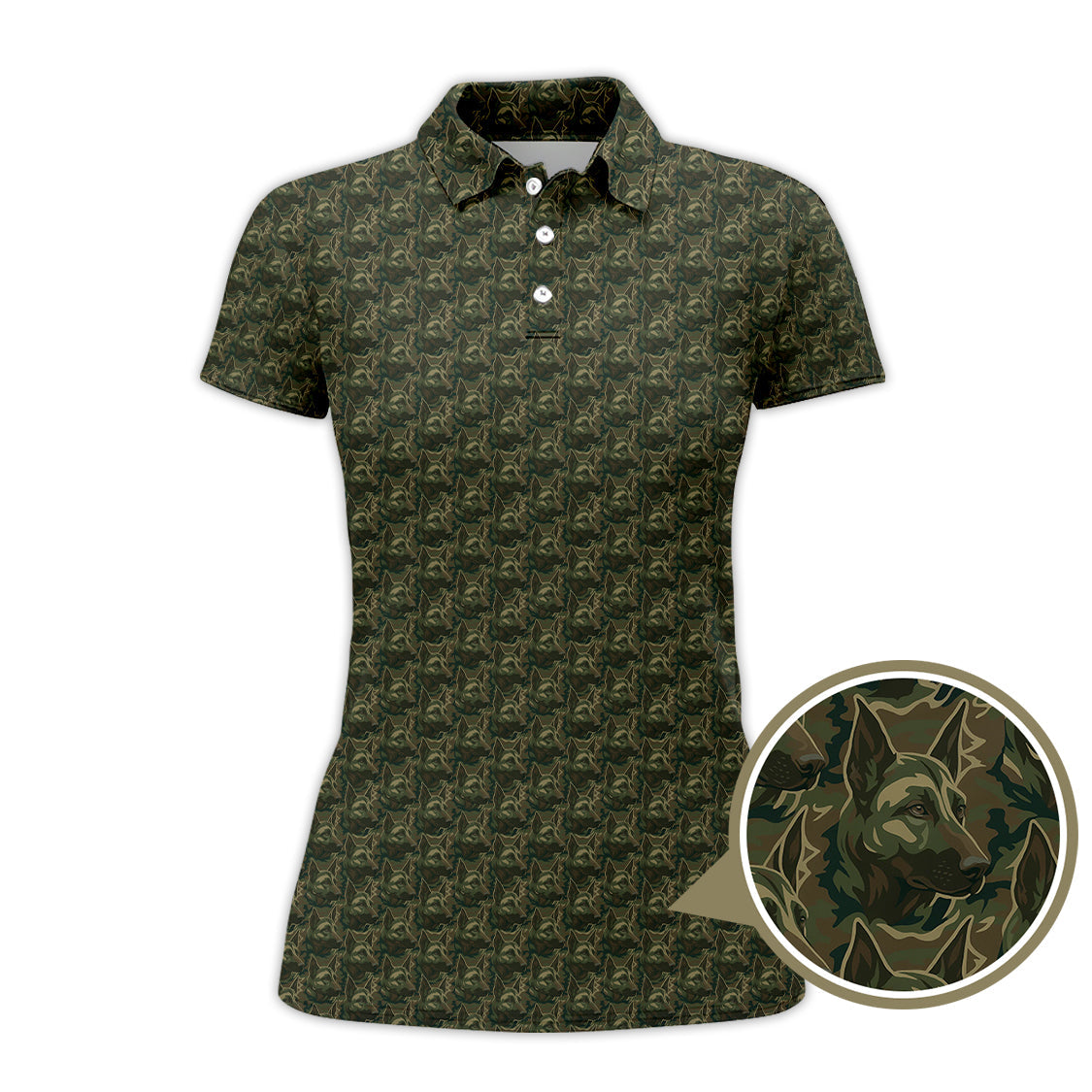German Shepherd Pattern Golf Shirt , Dog Golf Shirt, Camo Golf Shirt, Veteran Golf Shirt For Men
