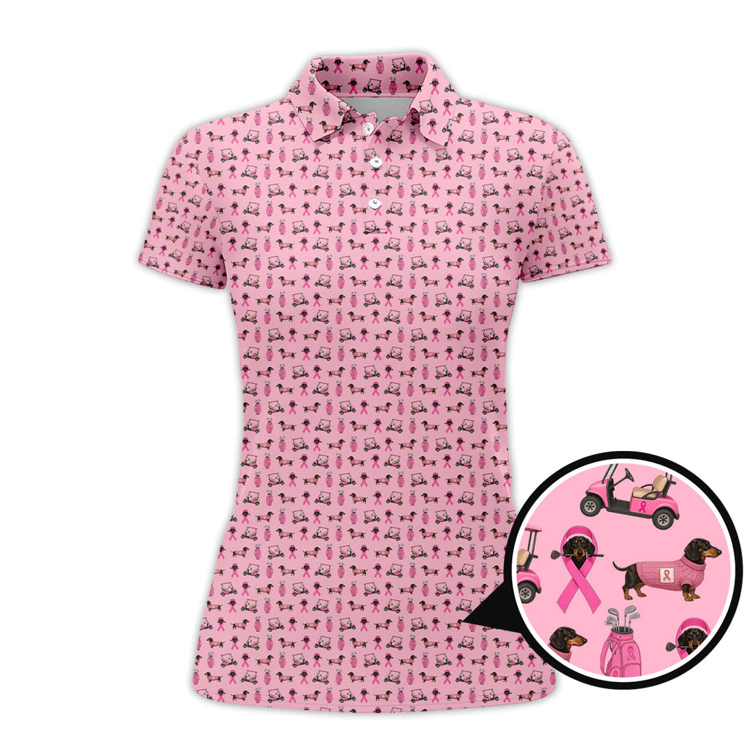 Breast Cancer Golf Shirt For Women, Dachshund Golf Shirt, Pattern Golf Shirt For Golfer