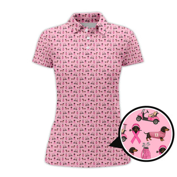 Breast Cancer Golf Shirt For Women, Dachshund Golf Shirt, Pattern Golf Shirt For Golfer